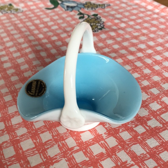 Blue Cased White Glass Basket - Picture 2 of 5